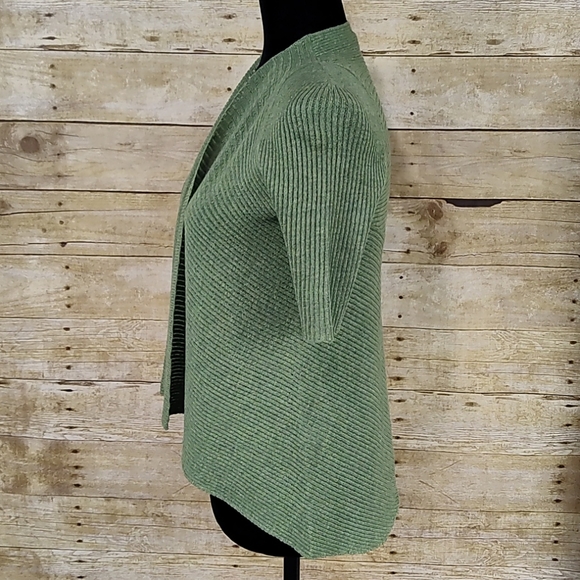 Eileen Fisher Petite Wool Short Sleeve Cardigan - Picture 6 of 8